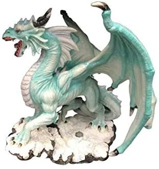 Magic  Collection~Blue Green Snow Dragon Statue Hand Painted Fantasy Figurine Collectible