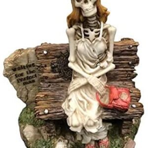 Magic  Collection~Hand Painted Skeleton Waiting for The Perfect Man Bride Bachelorette Figurine Statue 5 inch Tall