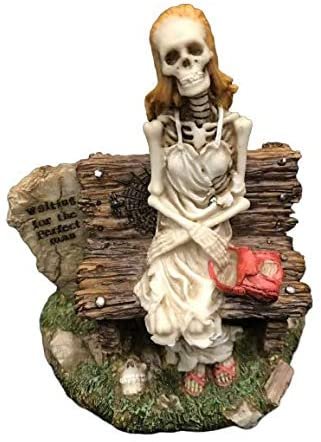 Magic  Collection~Hand Painted Skeleton Waiting for The Perfect Man Bride Bachelorette Figurine Statue 5 inch Tall