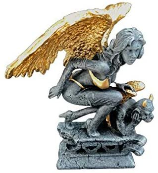 Magicun  Collection~Winged Angel & Gargoyle Mythical Hand Painted Pewter & Gold