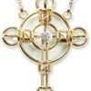 Crystal Healing Pendant - Christ Cross Solar Form in 24K Gold Plate with Magnets & Gold-Fill Wire