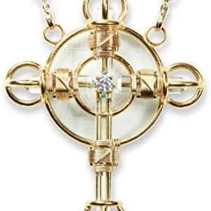 Crystal Healing Pendant - Christ Cross Solar Form in 24K Gold Plate with Magnets & Gold-Fill Wire