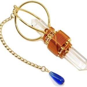 Crystal Wand Healing Tool - Sky Vajra Etheric Weaver Pendant with Magnets & Copper Wire - 4 1/2"