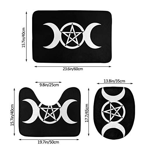 Triple Moon Goddess Decal Pentacle Wicca Pagan Witch Bathroom Rug Mat