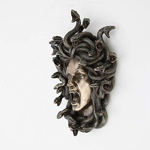 Magic  Collection~7 1/4 Inch Greek Head Of Medusa Wall Plaque Cold Cast Resin Antique Bronze Finish Wall Sculpture Home Decor