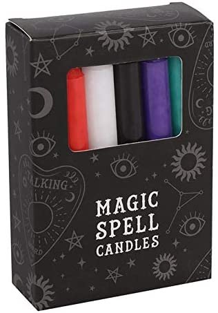 Spirit of Equinox Magic Spell Candles Bundle Gift Set with 12 Mixed Colour Candles with Candle Holder Included (Candle Holder Styles May Vary)