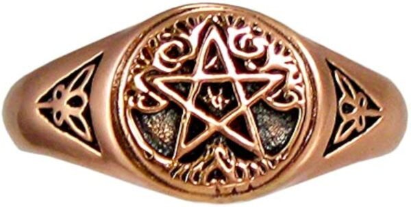Copper Pagan Tree Pentacle Pentagram Ring (Size 5-12)
