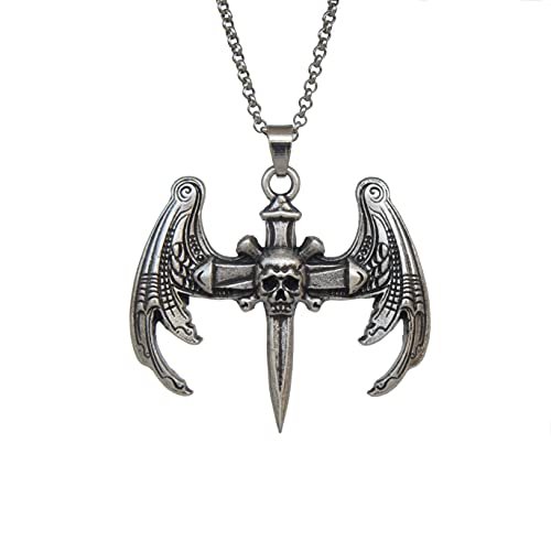 Gothic Hop Skull Cross with wing Pendant Necklace For Men Gift Jewelry