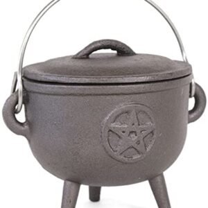 Home Decor~Something Different Cast Iron Cauldron with Pentagram, Black, 12 cm