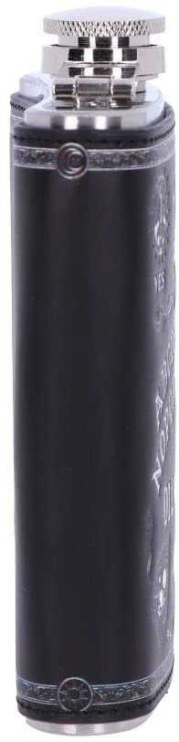 Wiccan Collection~B5119R0 Black and White Spirit Board Drinking Hip Flask, PU and Stainless Steel, 7cm