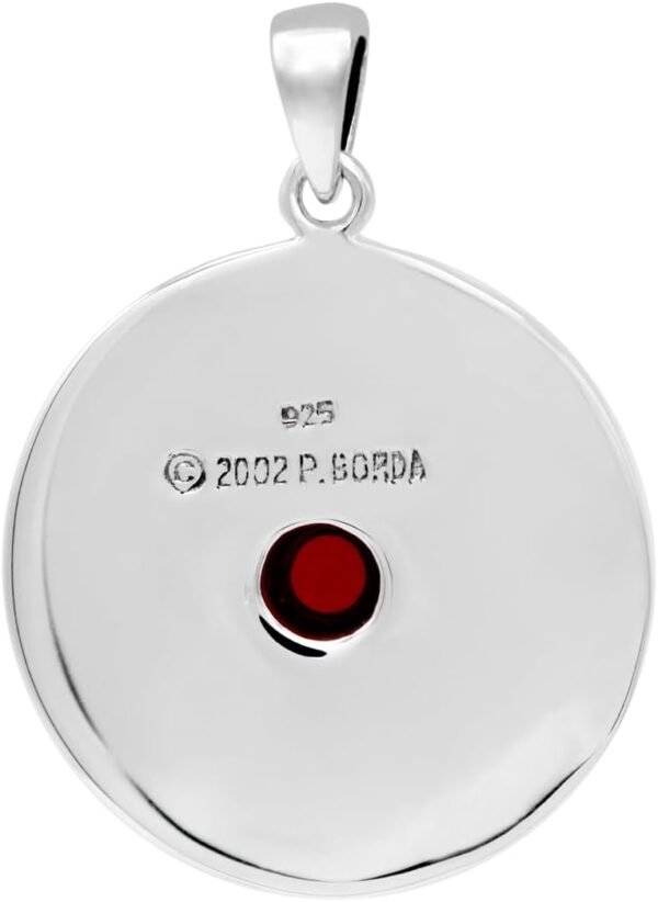 Sterling Silver Moon Goddess Pentacle Pendant with Natural Garnet