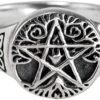 Sterling Silver Small Tree Pentacle Pentagram Ring (Sizes 5-12)
