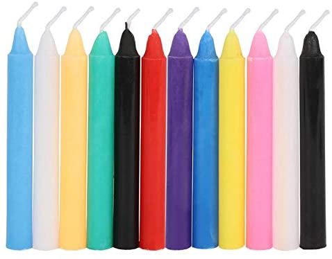 Spirit of Equinox Magic Spell Candles Bundle Gift Set with 12 Mixed Colour Candles with Candle Holder Included (Candle Holder Styles May Vary)