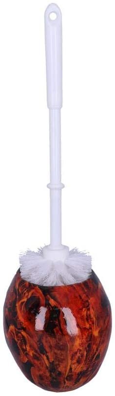 Magicun N.Giftware~Flame Pattern Skull Toilet Brush Holder 16.4cm, Polyresin, Orange