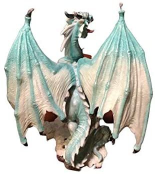 Magic  Collection~Blue Green Snow Dragon Statue Hand Painted Fantasy Figurine Collectible