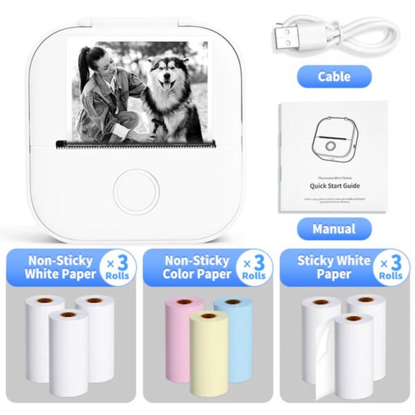 Portable Mini Thermal Printer T02 Mini Pocket Label Printer DIY Self-Adhesive Sticker Label Machine Various Label Paper