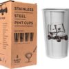 Golf Tumblers - Stainless Steel (Set of 4) - 16Oz Capacity - Unique Gift for Dads, Men, and Prize for Golfers. Designs Include Golf Cart, Glove/Tee, Driver, and Golfing Bag.