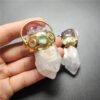 FUWO Wholesale White Quartz Point Pendant With Amethysts Charms,Natural Crystal Boho Pendant For Necklace