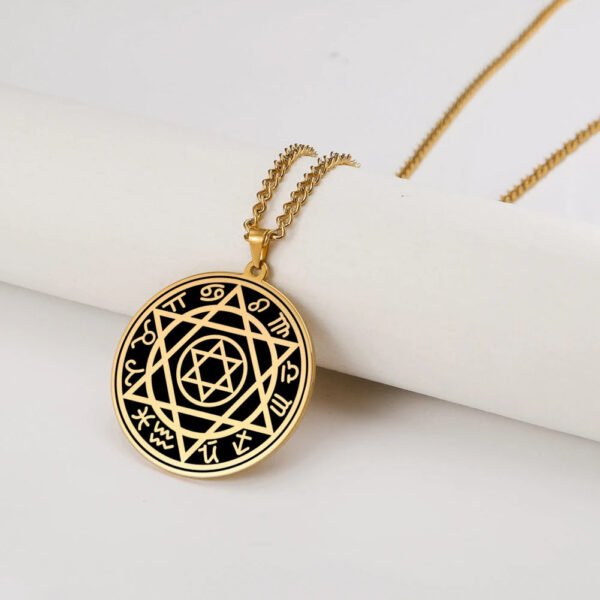 Talisman Seal Solomon Six-pointed Star 12 Constellation Pendant Hexagram Stainless Steel Necklaces