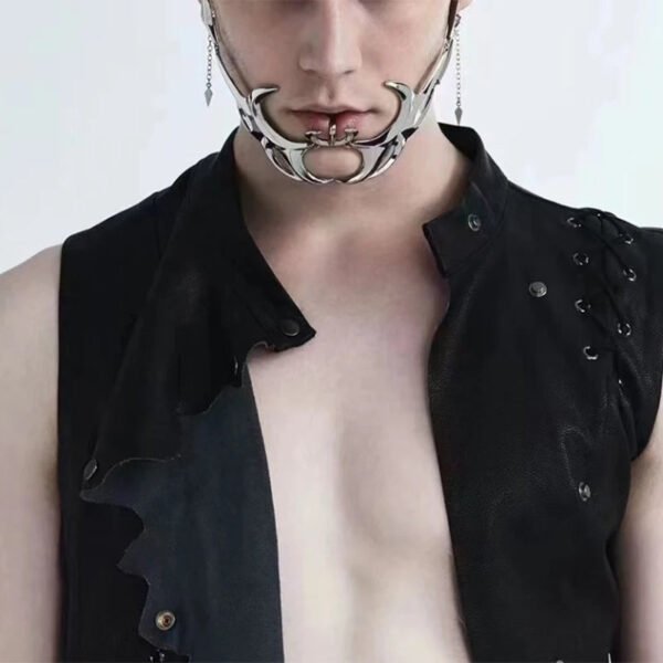 Fashion Gothic Mask Punk Liquid Irregular Silver Color Hollow Women Men Party Individuation Individual Jewelry Accessory