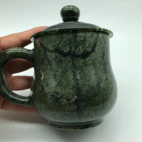 Natural Tibetan Jade Medicine King Stone Tea Cup Serpentine Jade Active Magnetic Health Care Jewelry Natural Jade Color Random