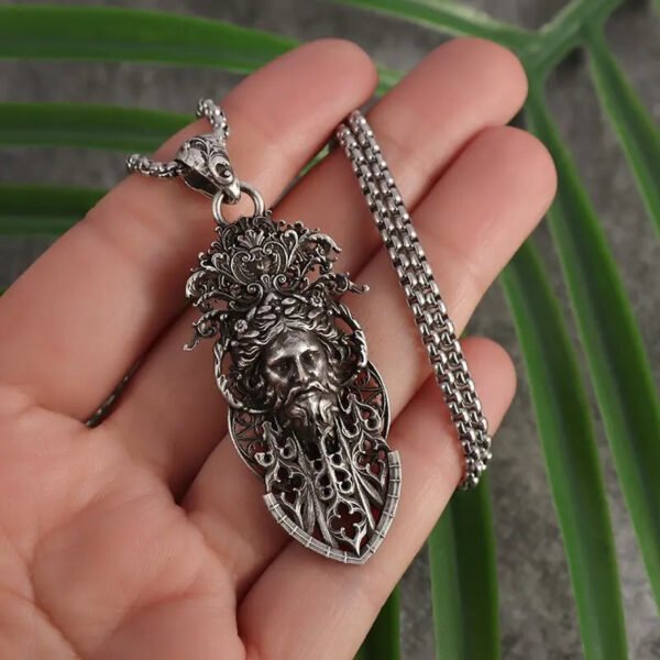 Unique Retro Giant Sword Old Man's Head Sword Pendant Necklace PunK Rock