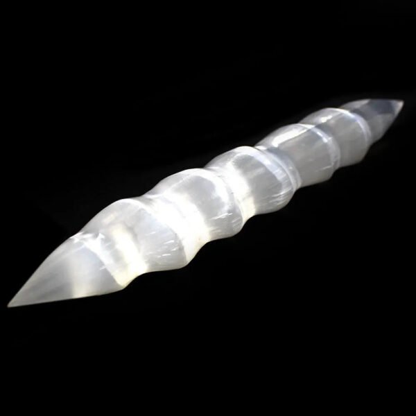 Double Point Selenite Crystal Massage Wand " Polished Spiral Healing Wand Stick