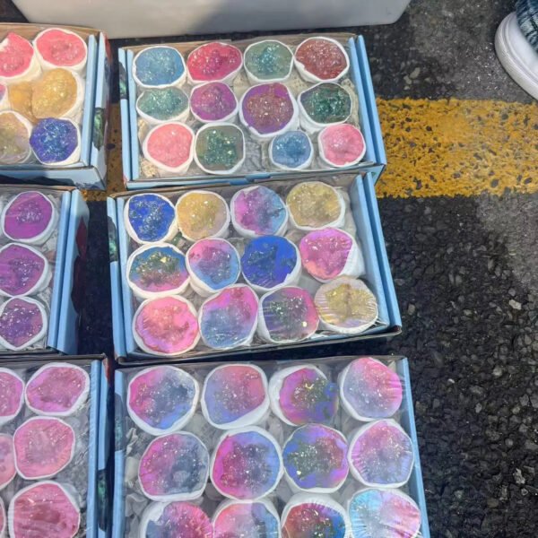 Natural Agate Geode Crystal Box electroplate For Home Decoration Reiki Healing