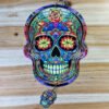 Sugar Skull Wind Spinner for Day of the Dead Outdoor Garden Yard Hanging Ornament Decoration