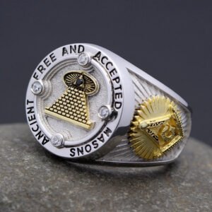 Ancient Free And Accepted Masons All Seeing Eyes Scottish Rite Masonic 925 Sterling Silver Ring