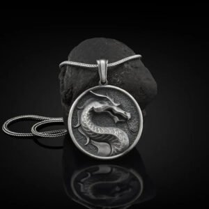 Mortal Kombat Dragon Pendant Men's Hip Hop Necklace Titanium Steel Punk Jewelry