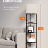 5-Tier Corner Shelf Floor Lamp with Type C, USB Port & 1 Power Outlet and 3CCT LED Bulb, Modern Display Lamp for Narrow Corner Bookshelf Lamp for Living Room, Bedroom, Office - Black