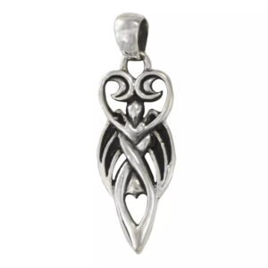 Sterling Silver Winged Lunar Goddess Pendant Wiccan Wicca Pagan Jewelry