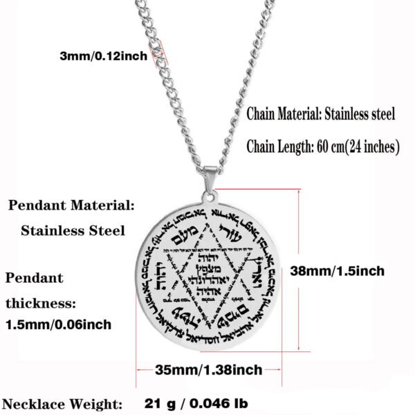 Protect God Pendant Kabbalah Amulet Names of 12 angels & Star of David Laser Cut Talisman Stainless Steel Pendant Necklace
