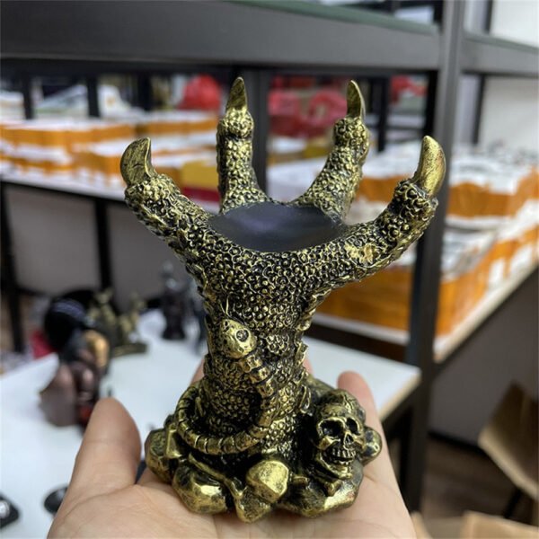 4inch Dragon Claw Sphere Holder Relief Skull Snake Crystal Magic Ball Display Stand Resin Crafts Ornament Collectable Decorative