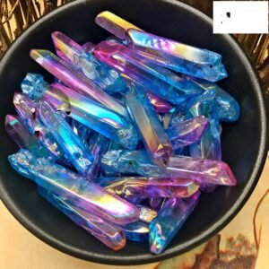 Magicun Crystal~4pcs plated natural perforated crystal column Two-color plated single-point crystal column Decoration energy column