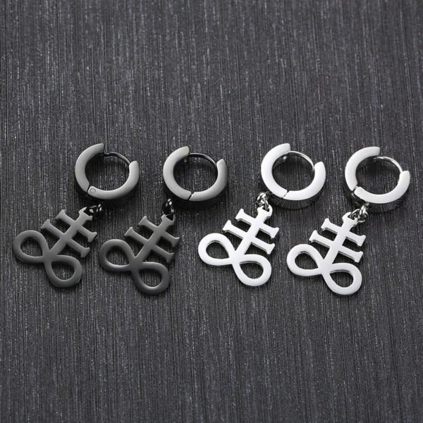 Satanic Earrings:Brimstone Satanic Cross Earring -Church of Satan Earrings