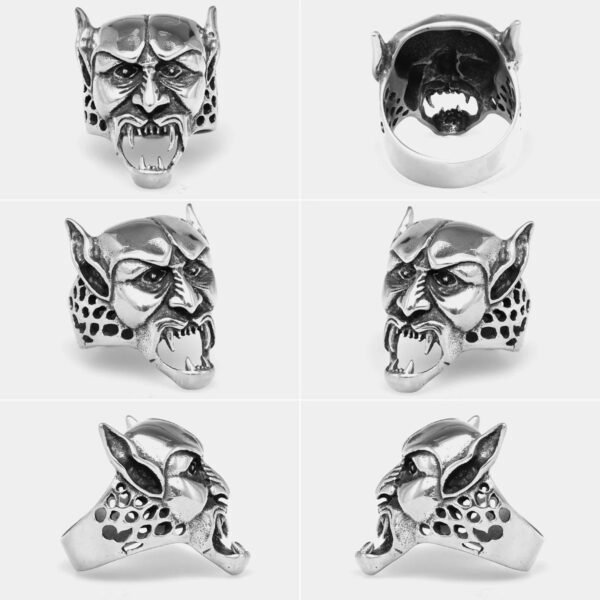 316L Stainless Steel Vampire Men Ring Punk HipHop Retro Eastern Europe Mythology for Biker Male Boy
