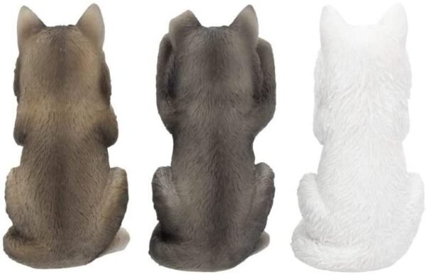 Animal Collection~ B4472N9 Three Wise Wolves 10cm Figurine, Resin, Grey, One Size