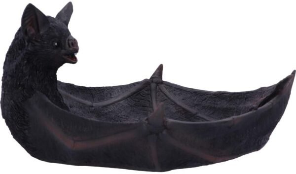 Dark Collection~Winged Watcher Bat Trinket Holder Jewellery Dish, Polyresin, Black, 24.1cm