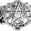 Sterling Silver Heart Pentacle Wiccan Pentagram Ring (Size 4-15)
