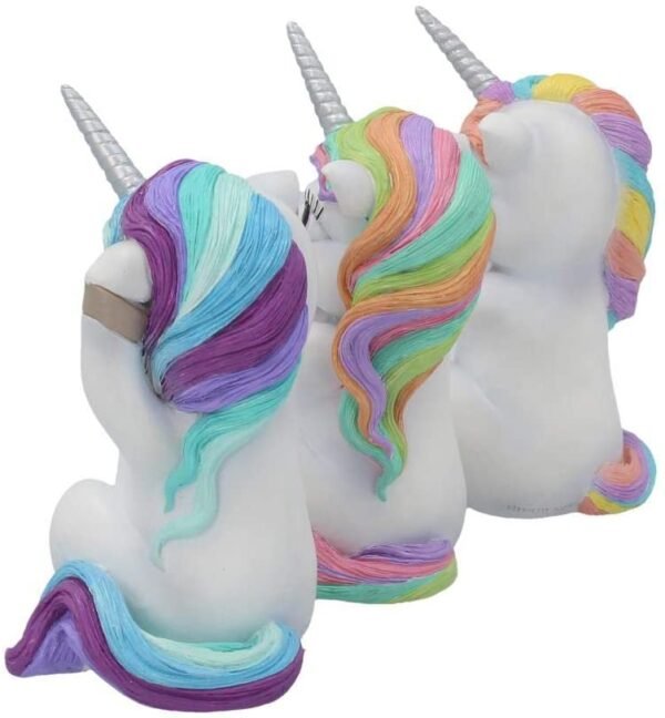 Magicun N.Giftware~Three Wise Cutiecorns Ornament Cute Unicorn Figurine Set, Resin, White, 9.5cm
