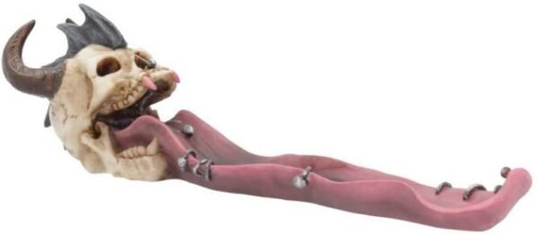 Dark Collection~Pierced Prodigy Skull Incense Holder 33cm Red, Resin, One Size