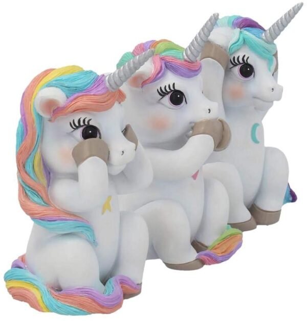 Magicun N.Giftware~Three Wise Cutiecorns Ornament Cute Unicorn Figurine Set, Resin, White, 9.5cm