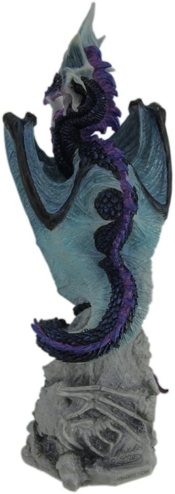 Magic  Collection~Andrew Bill Silent Watcher Hand Painted Indigo Dragon Statue