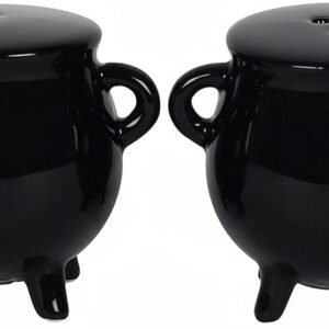 Black Cauldron Salt & Pepper Cruet Set Witch/Pagan Gift Boxed