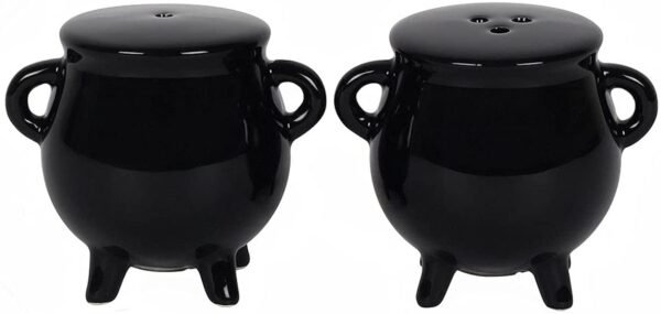 Black Cauldron Salt & Pepper Cruet Set Witch/Pagan Gift Boxed