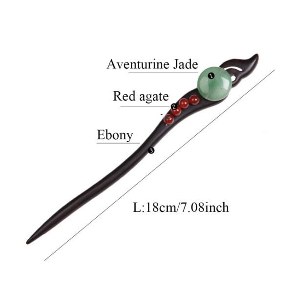TOP SEWING Ebony Double-faced Jade Sword Hairpins Handmade Carved Wooden Hair Sticks for Women Chinese Hair Chopsticks for Long hair A