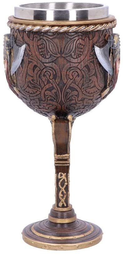 Mythology Collection~ B4952R0 Drakkar Viking Dragon Boat Goblet, Resin w/stainless steel insert, Brown, One Size