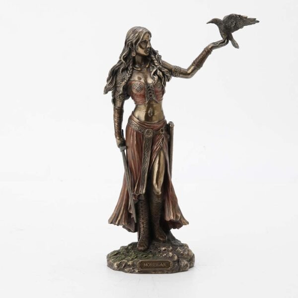 Magic  Collection~Resin Statues Morrigan The Celtic Goddess of Battle W/Crow & Sword Bronze Finish Statue 6.5 X 10.25 X 3 Inches Bronze